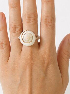Beach Vibes Seashell Ring with Semi-Precious Beaded Band Perfect for the Summer!